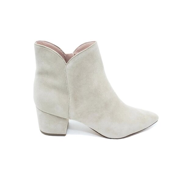 Cole Haan Block Heel Ankle Boot Booties Beige Suede Side Zip Womens Size US 9B - Picture 11 of 12